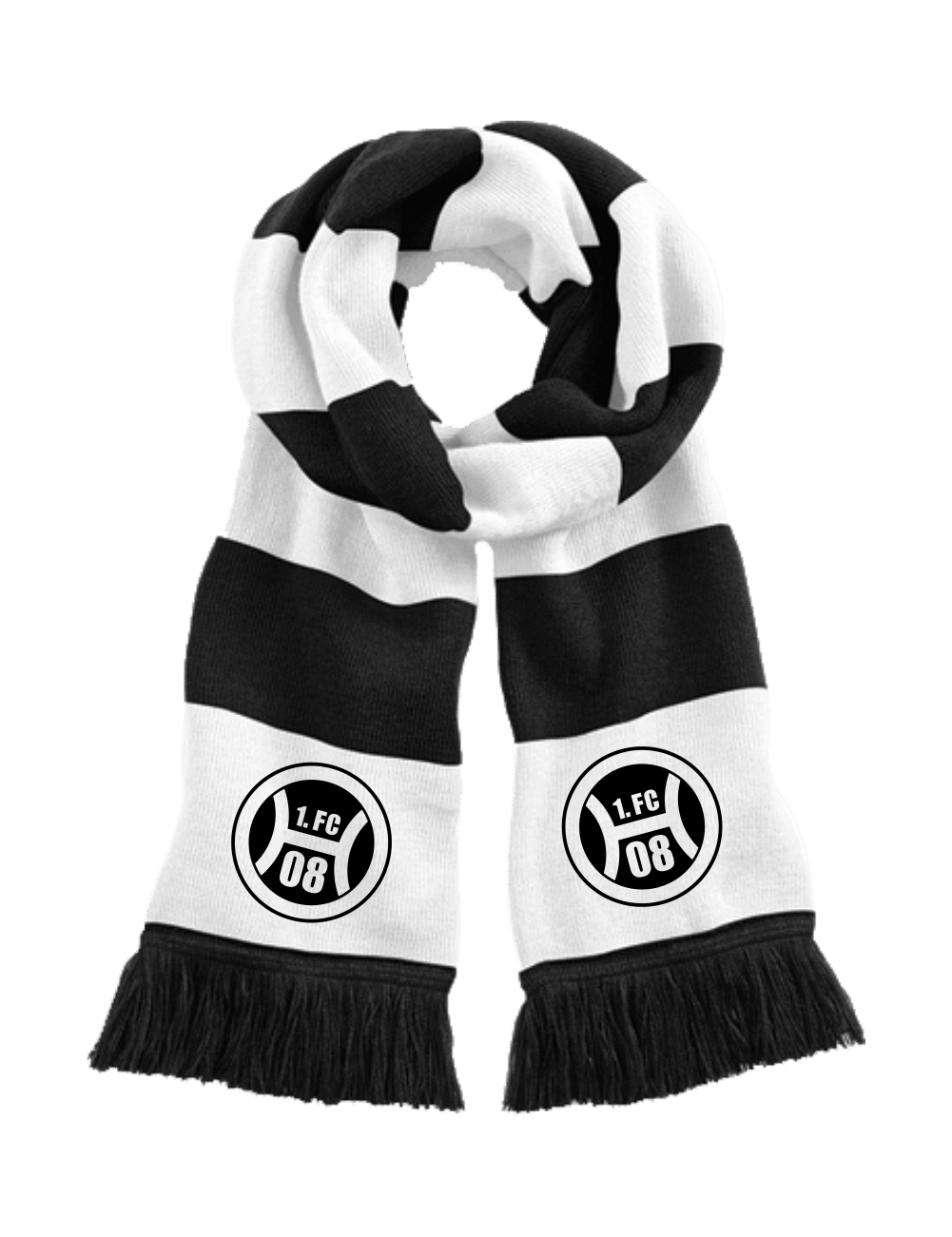 balkenschal_fc-08-hassloch_verein_white-black Balkenschal - Basic - 1.FC 08 Hassloch - black-white – Bild 1
