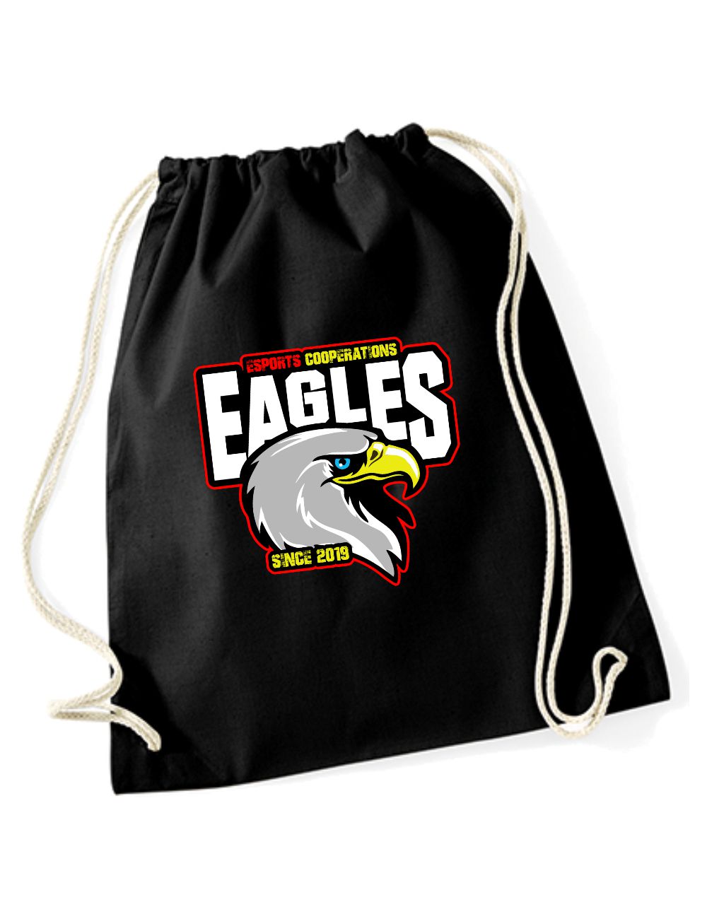 eagle-e-sport_turnbeutel-bw_black Baumwoll-Turnbeutel - Eagles E-Sports – Bild 1