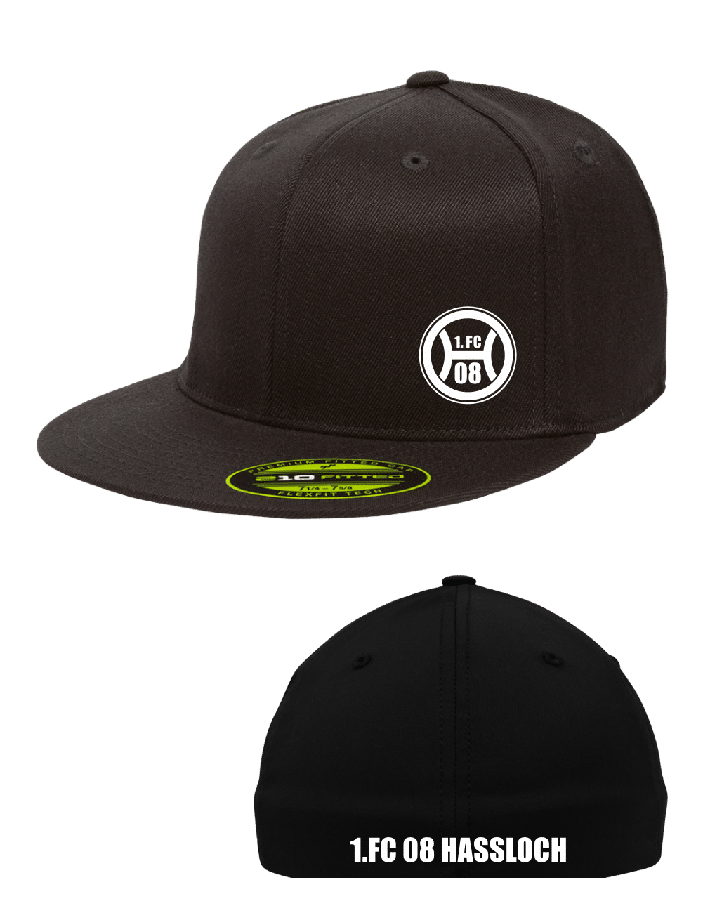 flexfit_fc-08-hassloch_gerade_black Flexfit-Cap "gerader Schirm" - 1.FC 08 Hassloch – Bild 1