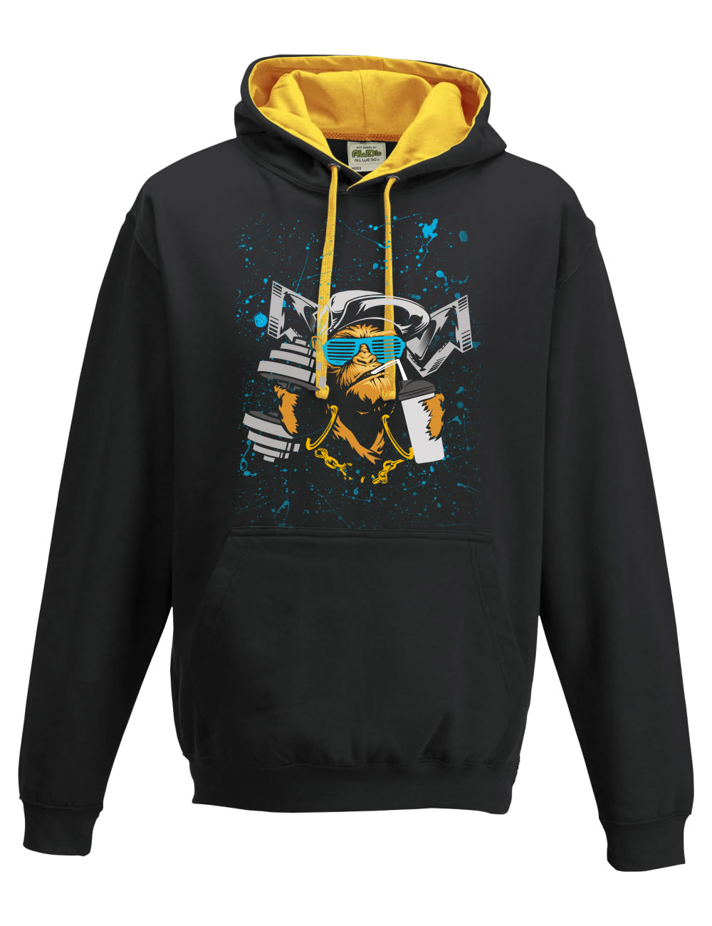 hoodie_gain-monkey_drink-monkey_black-gold Hoodie - Drink Monkey - GainMonkey Premium Nutrition – Bild 1