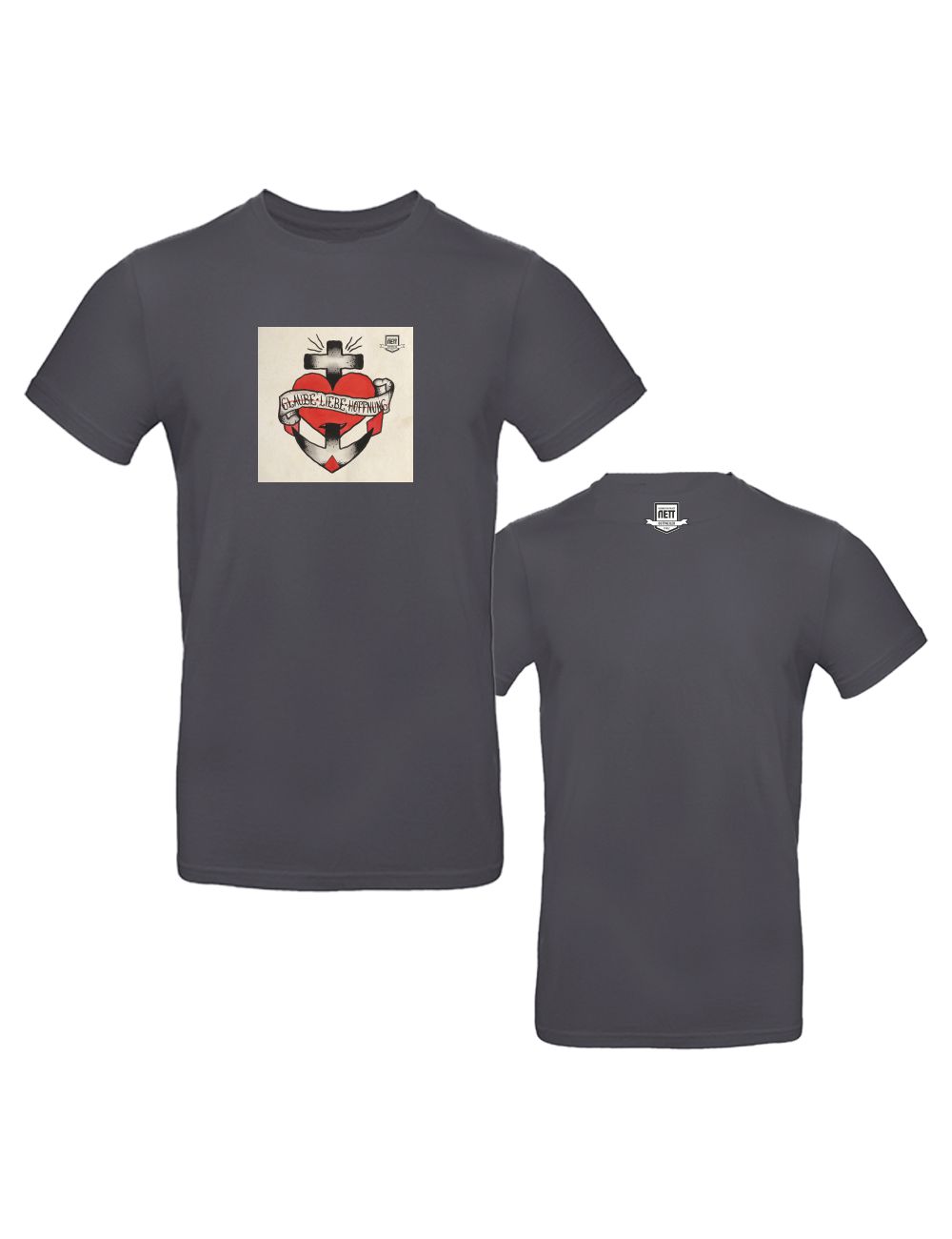 weingut-nett-duttweiler_t-shirt_etiketten_glh_darkgrey Weingut Nett - T-Shirt - Etiketten - GLH - darkgrey – Bild 1