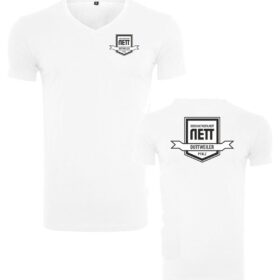 Weingut Nett - T-Shirt - V-Neck - Logo - weiß
